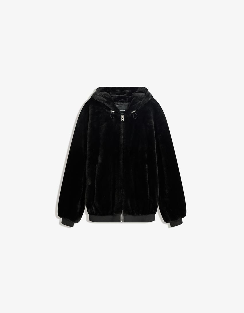 Obsidian Solace Faux Fur Hoodie