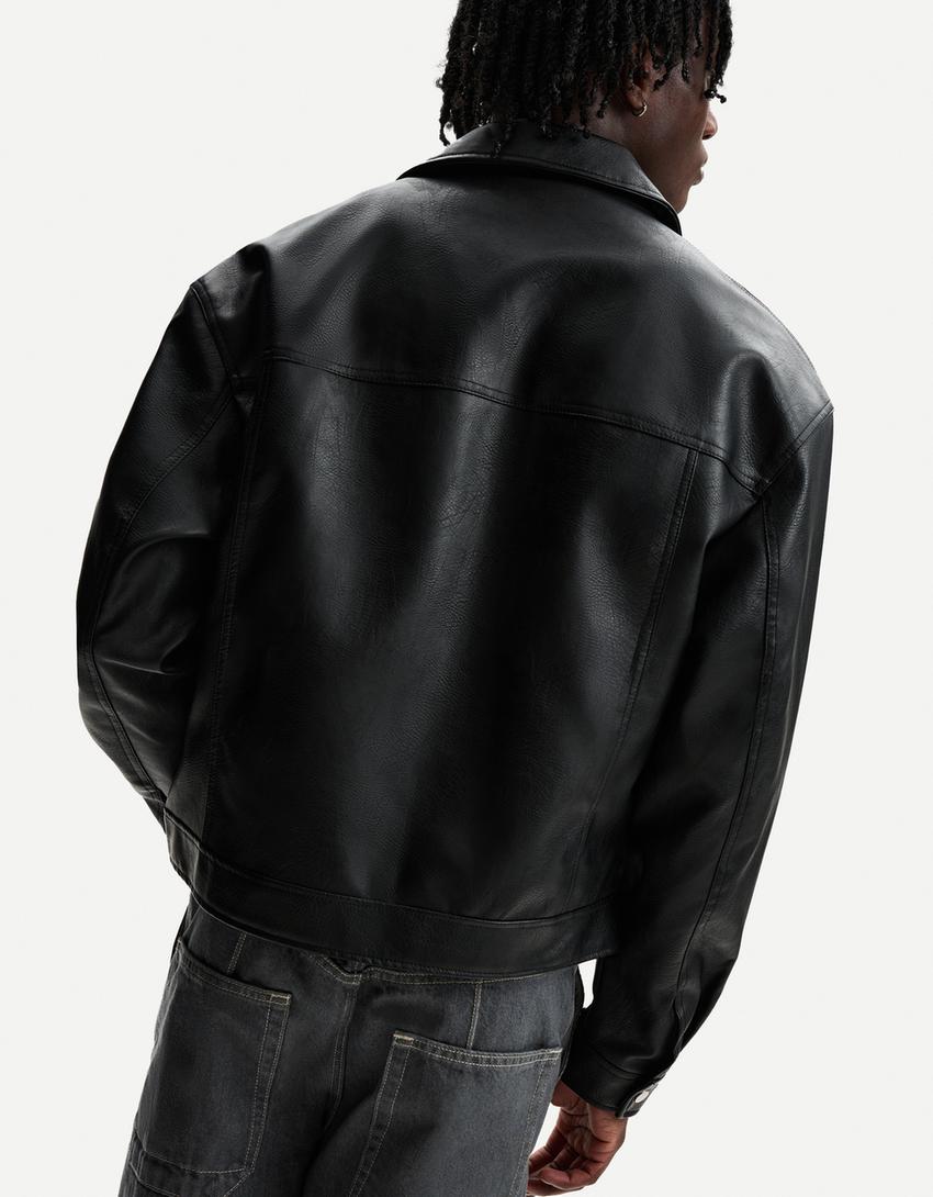 Obsidian Boxy Leather Jacket