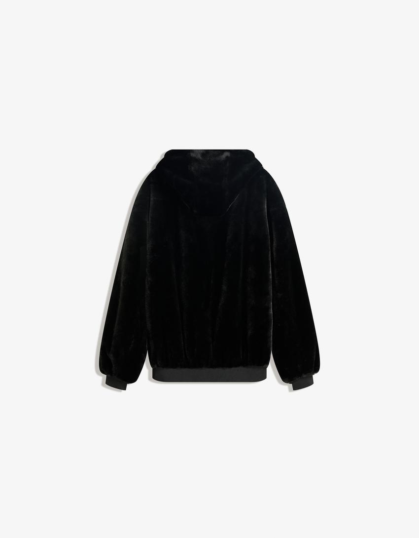 Obsidian Solace Faux Fur Hoodie
